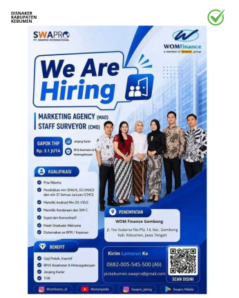 Lowongan Kerja WOM Finance Gombong (Swapro) Posisi MAO dan CMO