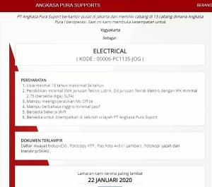 Lowongan Kerja di PT. ANGKASA PURA SUPORT PENEMPATAN YOGYAKARTA.