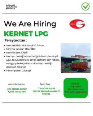Lowongan Kerja Geloragroup Posisi Kernet LPG di Cilacap