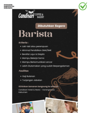 Lowongan Kerja Barista Candisari Coffee & Bakery