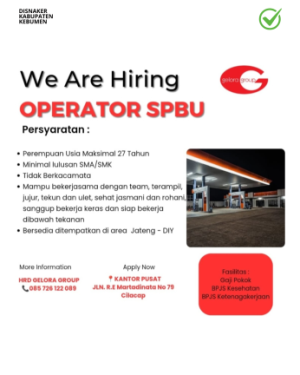 Lowongan Kerja Gelora Group Posisi Operator SPBU