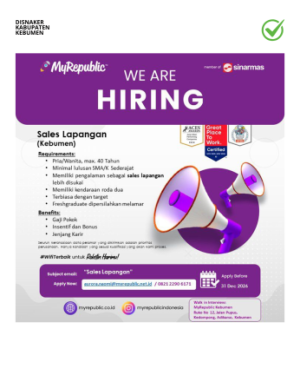 Lowongan Kerja MyRepublic (Sales Lapangan)
