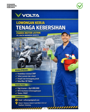 Lowongan Kerja PT Volta Indonesia Semesta (Tenaga Kebersihan)