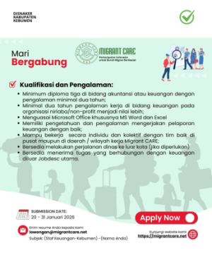 Lowongan Kerja Migrant Care (Staf Keuangan)