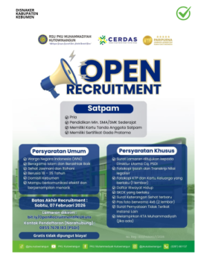 Lowongan Kerja RSU PKU Muhammadiyah Kutowinangun (Satpam)