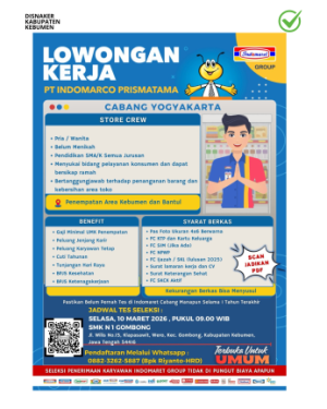 Lowongan Kerja Store Crew - PT. Indomarco Prismatama